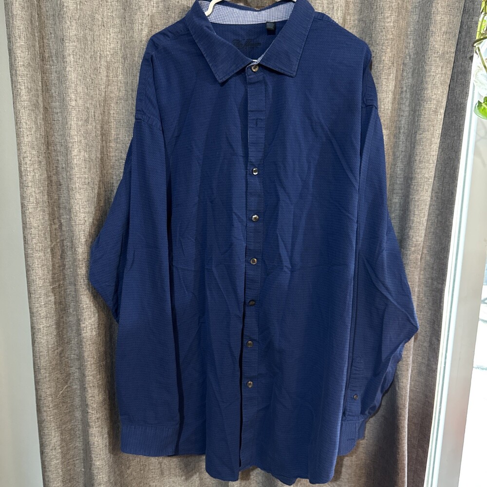 Men’s Van Hausen Blue Button Up Long Sleeve Dress Shirt Size 4 Xl